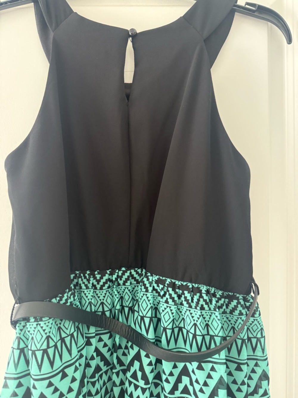 I.N. San Francisco Black and Teal Geometric Midi Dress - Picture 4 of 4